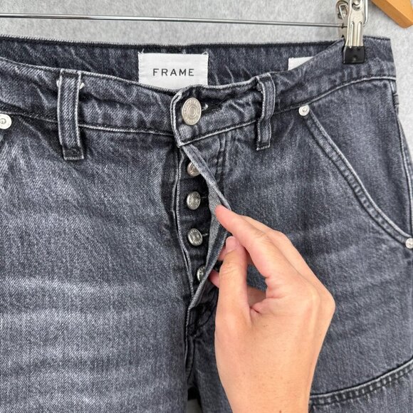 Frame Womens Le Slouch Utility Carpenter Double Front Jeans Size 26 Blackwater - Picture 3 of 16